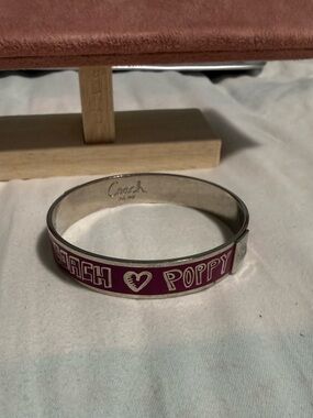 Coach Poppy Y2K Silver-Tone Bangle with Magenta Enamel! Will come in Box 😍😍